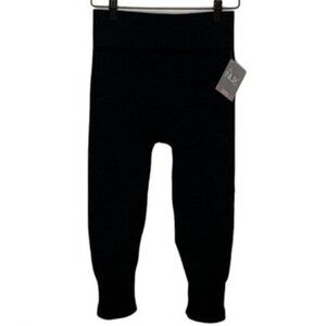 NUX Seamless Cropped Compression Leggings Size Large New Black Yoga Gym Pilates